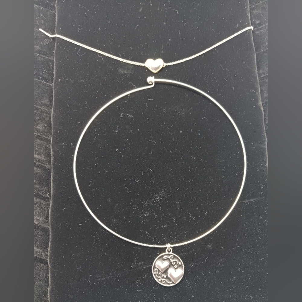 2 HEART Necklaces! Collar necklace & two-toned Heart